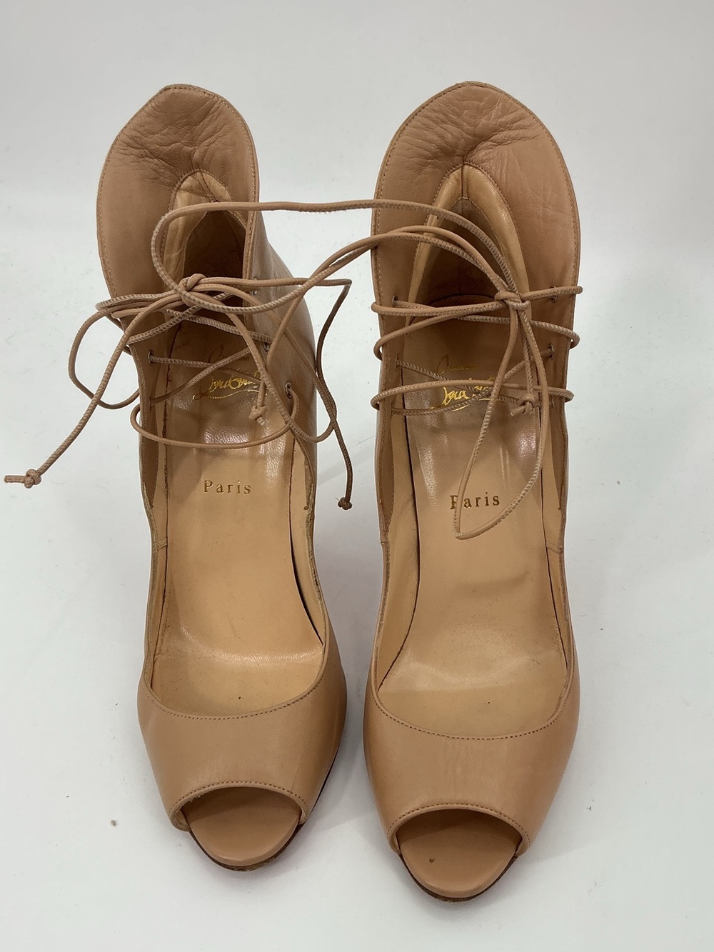 Christian Louboutin Mega Vamp 100 Pumps Beige Nappa Leather 39.5 - Picture 2 of 10